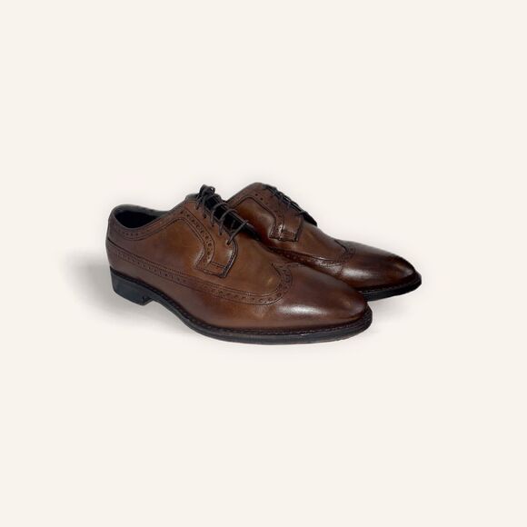 ALLEN EDMONDS “Greene Street" Wingtip Blucher Brown Leather Shoes MENS 10D USA.